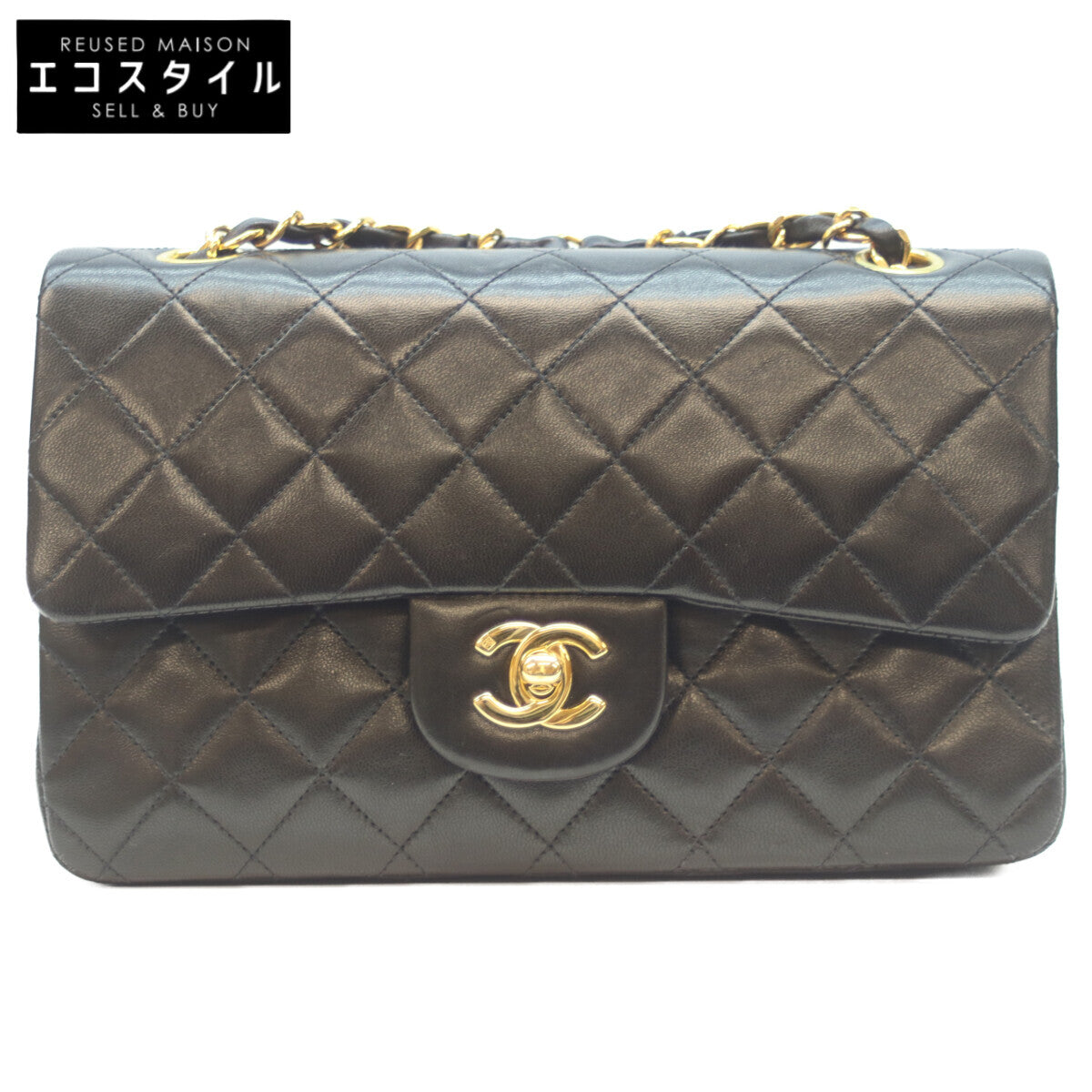 CHANEL シャネル 5番 A01113 黒 ﾗﾑ G金具 Wﾌﾗｯﾌﾟ ﾏﾄﾗｯｾ23 ショルダーバッグ