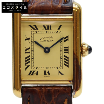 Cartier カルティエ 82-95年 925 ﾏｽﾄﾀﾝｸｳﾞｪﾙﾒｲﾕSM ﾛｰﾏｱｲﾎﾞﾘｰ文字盤 QZ 革 腕時計