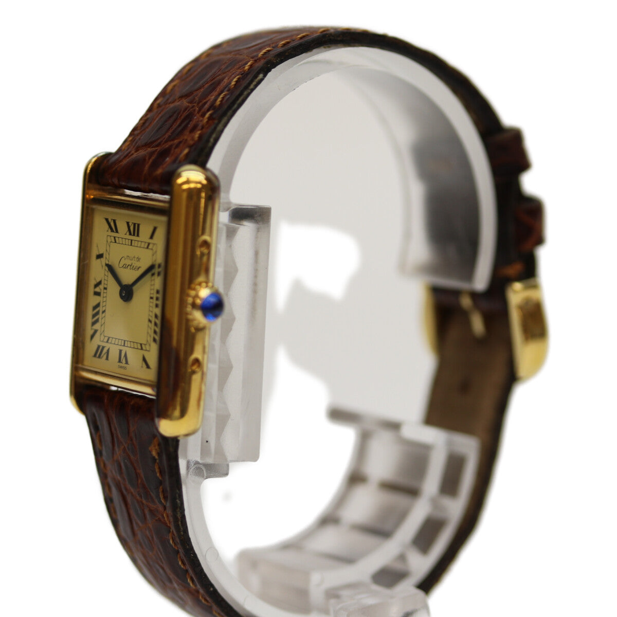 Cartier カルティエ 82-95年 925 ﾏｽﾄﾀﾝｸｳﾞｪﾙﾒｲﾕSM ﾛｰﾏｱｲﾎﾞﾘｰ文字盤 QZ 革 腕時計