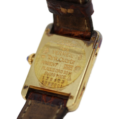 Cartier カルティエ 82-95年 925 ﾏｽﾄﾀﾝｸｳﾞｪﾙﾒｲﾕSM ﾛｰﾏｱｲﾎﾞﾘｰ文字盤 QZ 革 腕時計