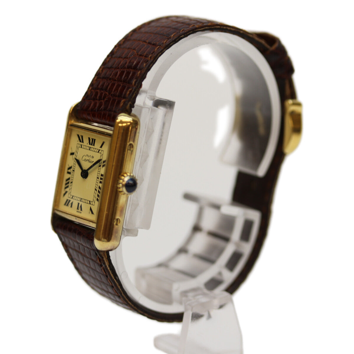 Cartier カルティエ 76-81年 925 ﾏｽﾄﾀﾝｸｳﾞｪﾙﾒｲﾕSM ﾛｰﾏｱｲﾎﾞﾘｰ文字盤 手巻き 革 腕時計