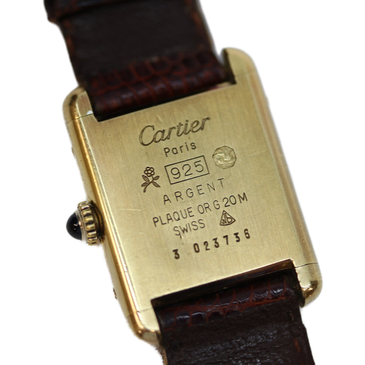 Cartier カルティエ 76-81年 925 ﾏｽﾄﾀﾝｸｳﾞｪﾙﾒｲﾕSM ﾛｰﾏｱｲﾎﾞﾘｰ文字盤 手巻き 革 腕時計