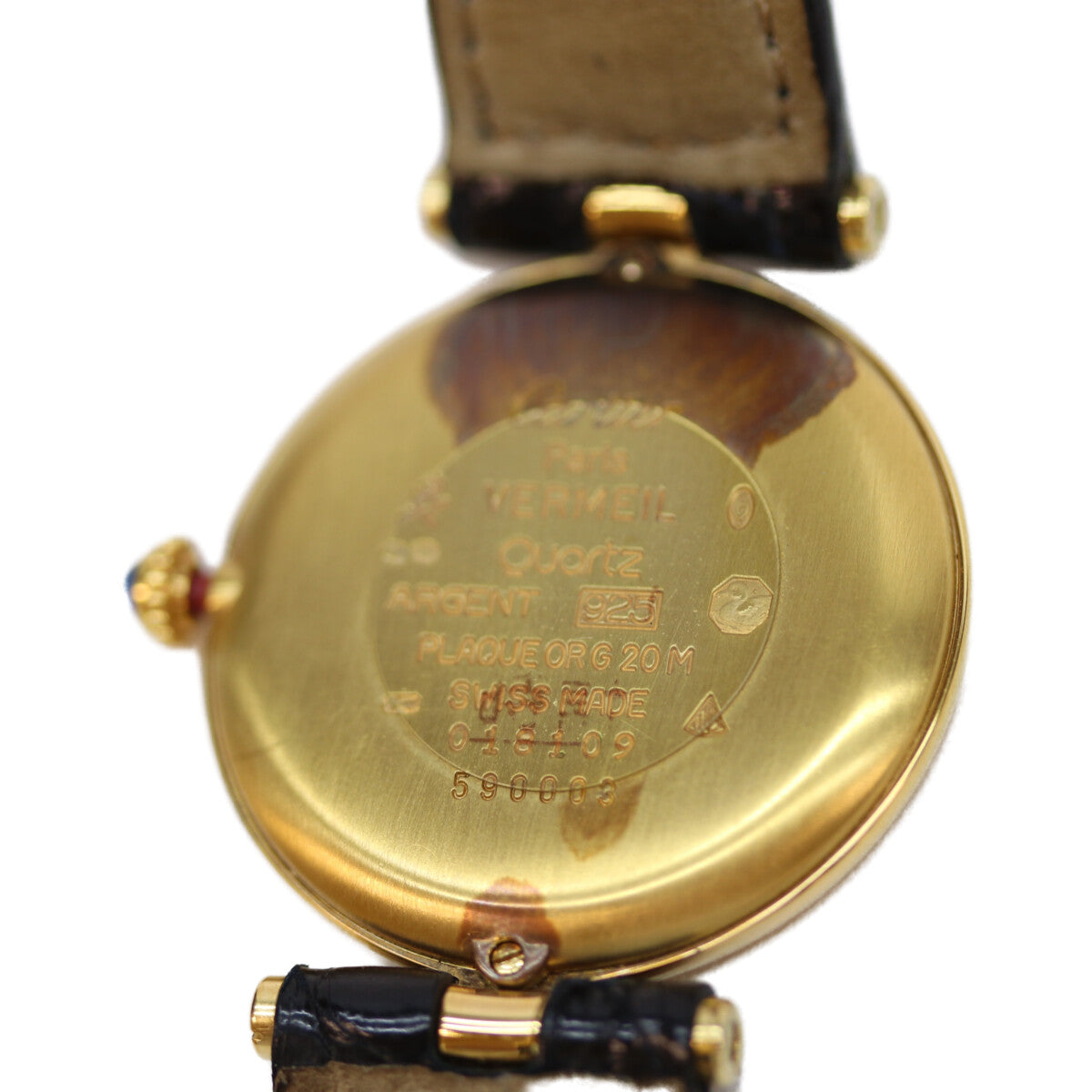 Cartier カルティエ 925 ﾏｽﾄｳﾞｧﾝﾄﾞｰﾑｳﾞｪﾙﾒｲﾕLM 黒文字盤 QZ 革 腕時計