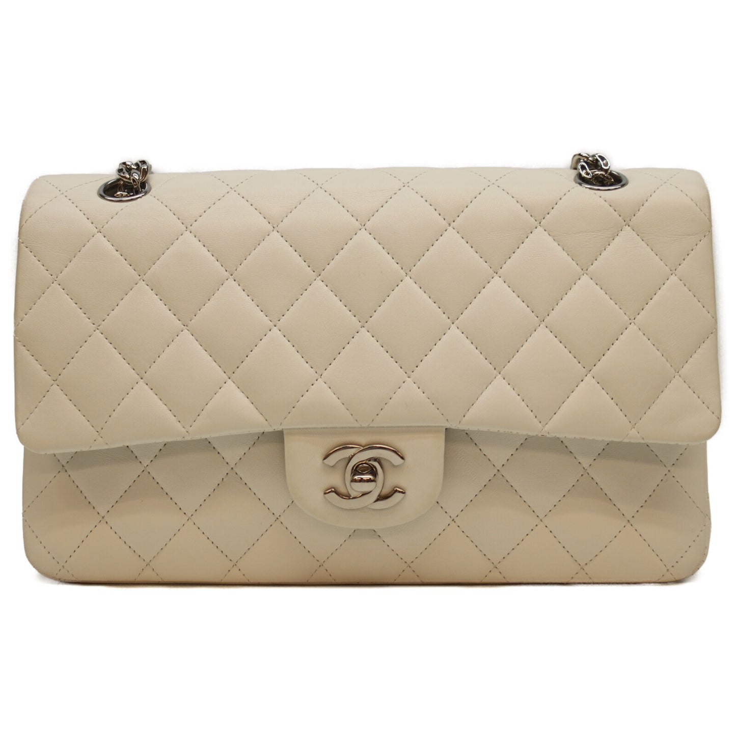 CHANEL シャネル 11番 A01112 白 ﾗﾑ ｼﾙﾊﾞｰ金具 Wﾌﾗｯﾌﾟ ﾏﾄﾗｯｾ25 ショルダーバッグ