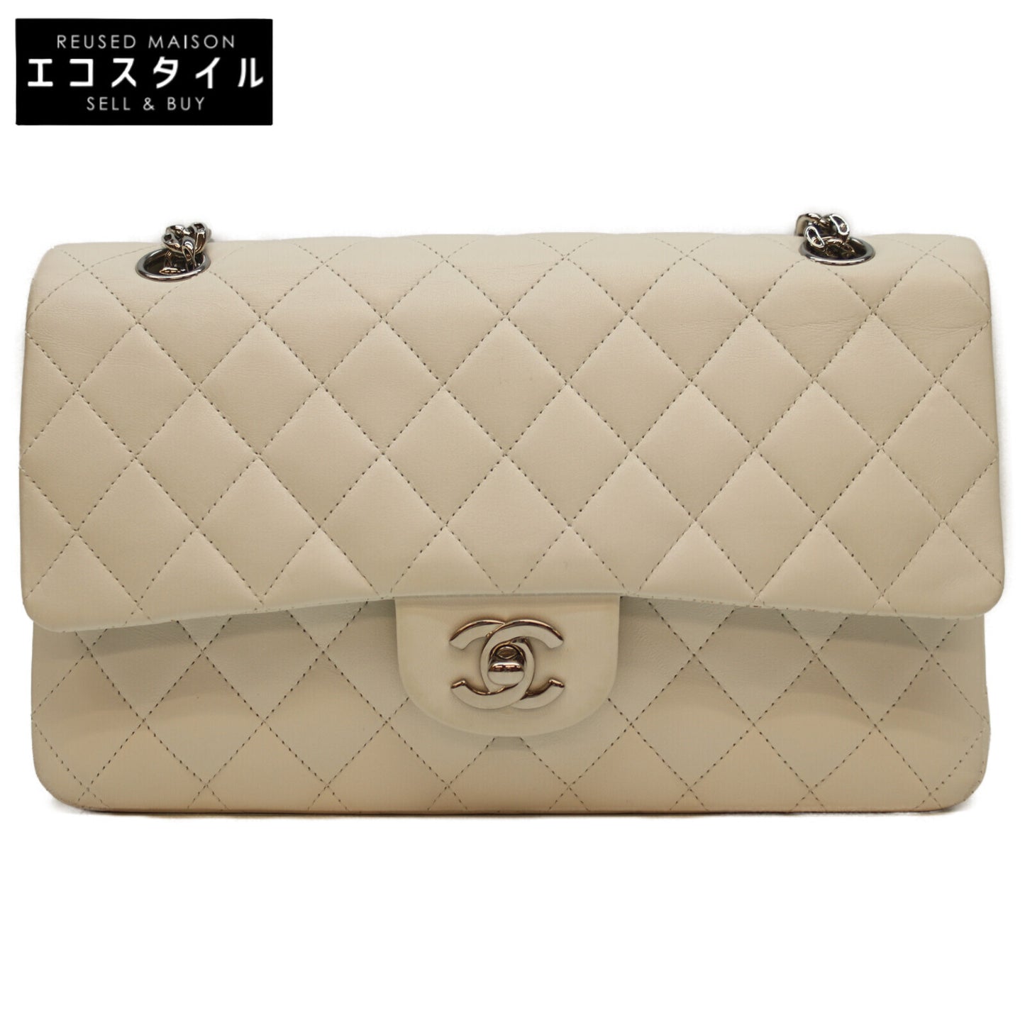 CHANEL シャネル 11番 A01112 白 ﾗﾑ ｼﾙﾊﾞｰ金具 Wﾌﾗｯﾌﾟ ﾏﾄﾗｯｾ25 ショルダーバッグ