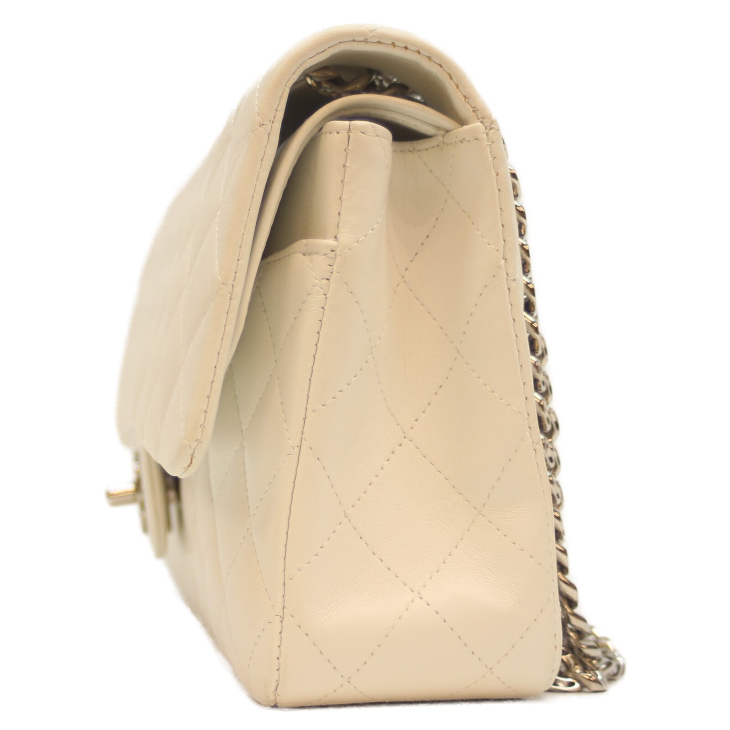 CHANEL シャネル 11番 A01112 白 ﾗﾑ ｼﾙﾊﾞｰ金具 Wﾌﾗｯﾌﾟ ﾏﾄﾗｯｾ25 ショルダーバッグ