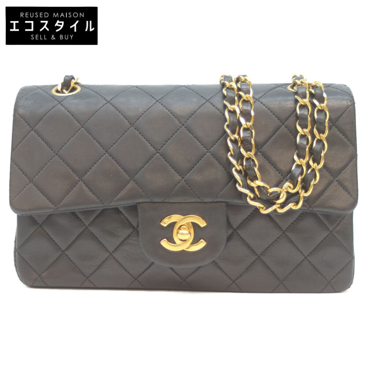 CHANEL シャネル 1番 A01113 黒 ﾗﾑ G金具 Wﾌﾗｯﾌﾟ ﾏﾄﾗｯｾ23 ショルダーバッグ