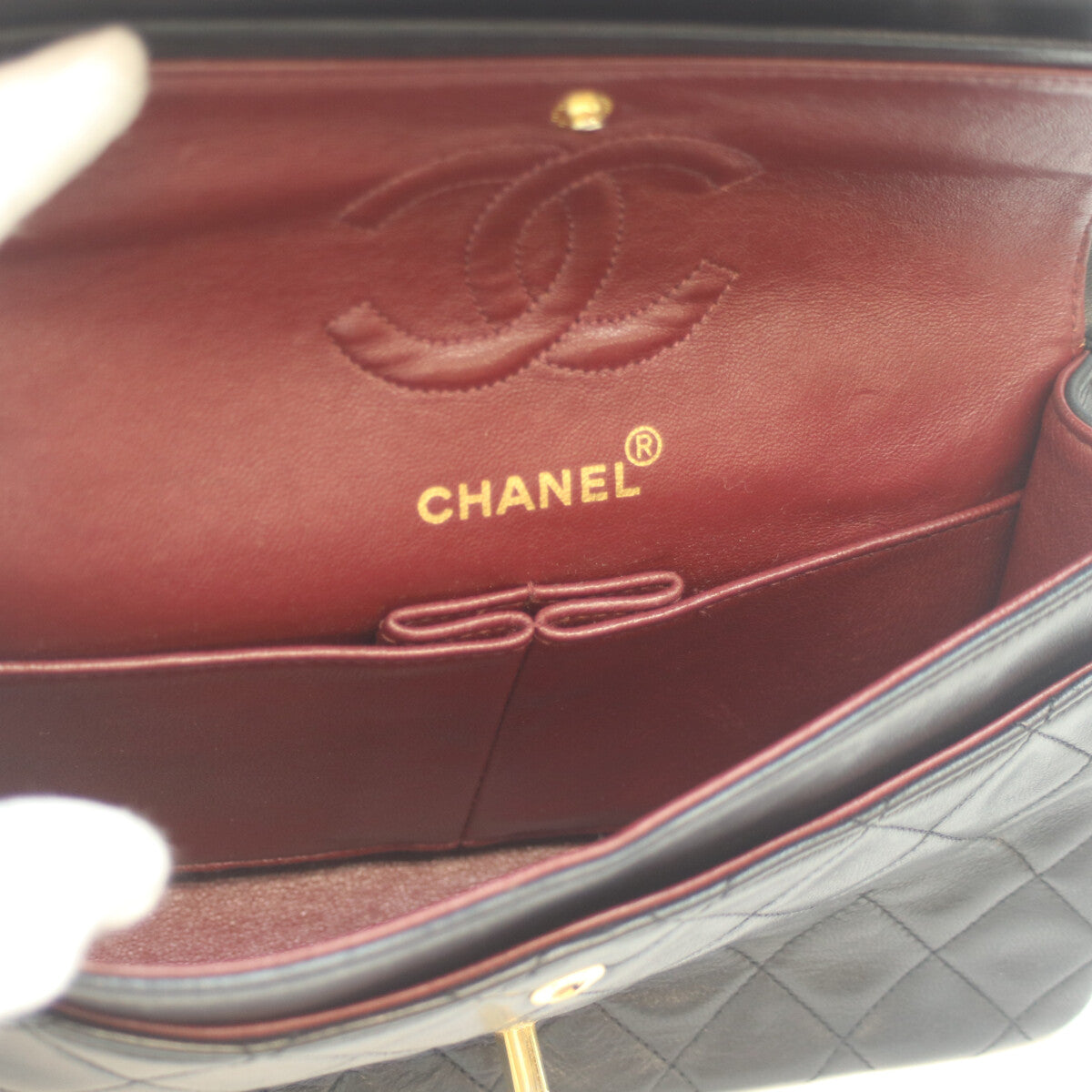 CHANEL シャネル 1番 A01113 黒 ﾗﾑ G金具 Wﾌﾗｯﾌﾟ ﾏﾄﾗｯｾ23 ショルダーバッグ