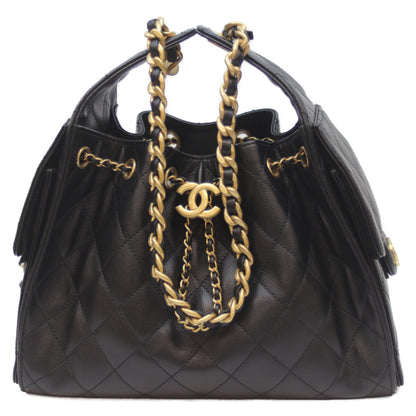 CHANEL シャネル 25SS AS5293 黒 ｷｬﾋﾞｱ ｸﾞﾚｲﾝﾄﾞｶｰﾌｽｷﾝ G金具 ｼｬﾈﾙ25ｽﾓｰﾙ ショルダーバッグ