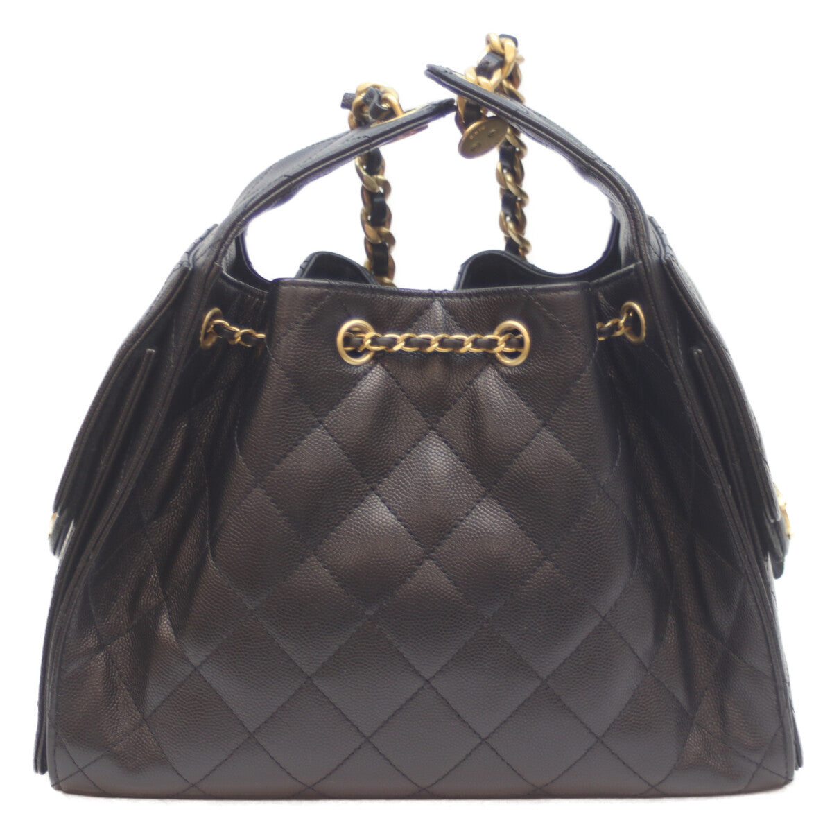 CHANEL シャネル 25SS AS5293 黒 ｷｬﾋﾞｱ ｸﾞﾚｲﾝﾄﾞｶｰﾌｽｷﾝ G金具 ｼｬﾈﾙ25ｽﾓｰﾙ ショルダーバッグ