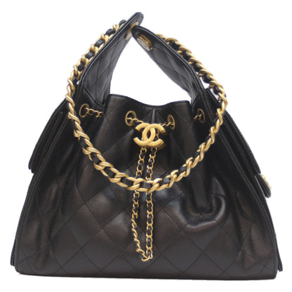 CHANEL シャネル 25SS AS5293 黒 ｷｬﾋﾞｱ ｸﾞﾚｲﾝﾄﾞｶｰﾌｽｷﾝ G金具 ｼｬﾈﾙ25ｽﾓｰﾙ ショルダーバッグ