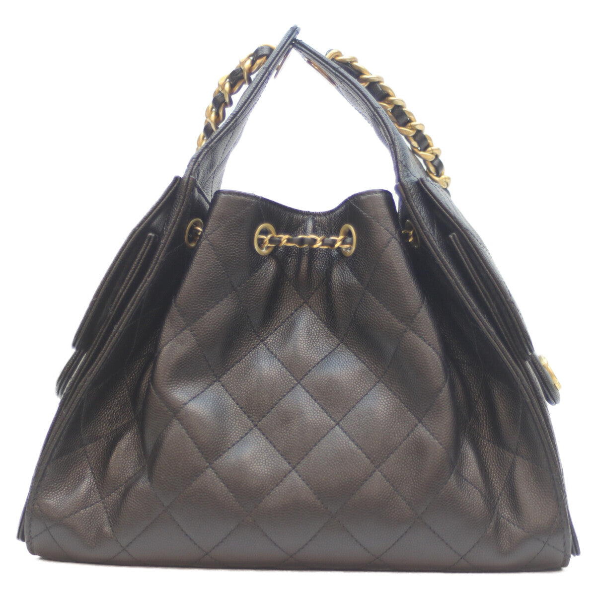 CHANEL シャネル 25SS AS5293 黒 ｷｬﾋﾞｱ ｸﾞﾚｲﾝﾄﾞｶｰﾌｽｷﾝ G金具 ｼｬﾈﾙ25ｽﾓｰﾙ ショルダーバッグ