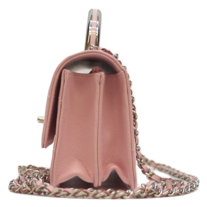 CHANEL シャネル 25SS AP4498 ﾋﾟﾝｸ ｷｬﾋﾞｱ ｼﾙﾊﾞｰ金具 ﾄｯﾌﾟﾊﾝﾄﾞﾙ ﾁｪｰﾝｸﾗｯﾁｼｮﾙﾀﾞｰ ショルダーバッグ