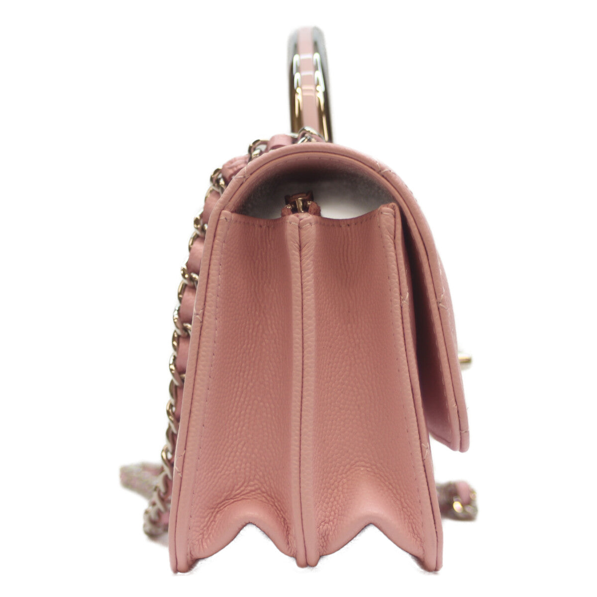 CHANEL シャネル 25SS AP4498 ﾋﾟﾝｸ ｷｬﾋﾞｱ ｼﾙﾊﾞｰ金具 ﾄｯﾌﾟﾊﾝﾄﾞﾙ ﾁｪｰﾝｸﾗｯﾁｼｮﾙﾀﾞｰ ショルダーバッグ