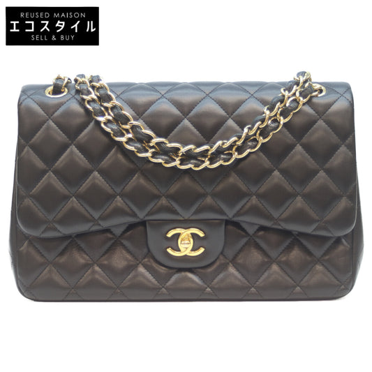 CHANEL シャネル 17番 A58600 黒 ﾗﾑ G金具 Wﾌﾗｯﾌﾟ ﾃﾞｶﾏﾄﾗｯｾ30 ショルダーバッグ