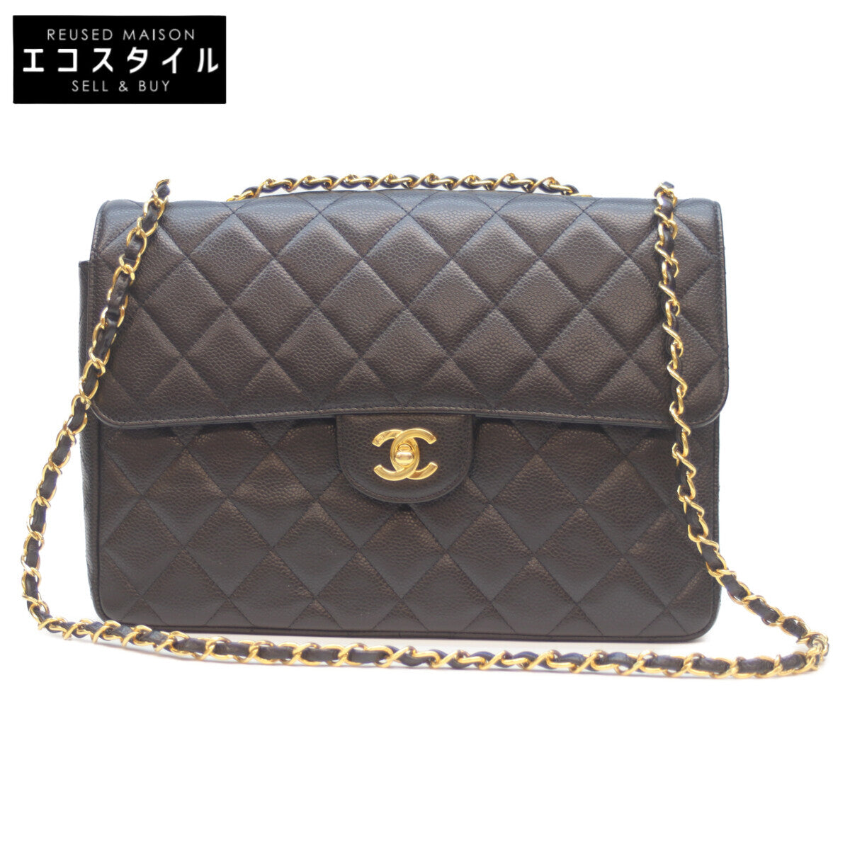 CHANEL シャネル 18番 A28600 黒 ｷｬﾋﾞｱ G金具 ﾃﾞｶﾏﾄﾗｯｾ30 ｼﾝｸﾞﾙﾌﾗｯﾌﾟ ﾁｪｰﾝｼｮﾙﾀﾞｰ ショルダーバッグ