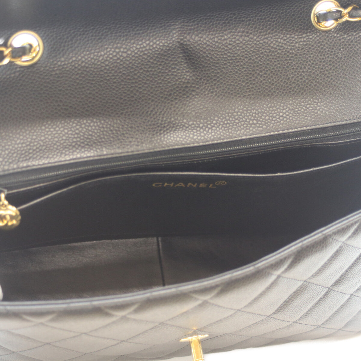 CHANEL シャネル 18番 A28600 黒 ｷｬﾋﾞｱ G金具 ﾃﾞｶﾏﾄﾗｯｾ30 ｼﾝｸﾞﾙﾌﾗｯﾌﾟ ﾁｪｰﾝｼｮﾙﾀﾞｰ ショルダーバッグ