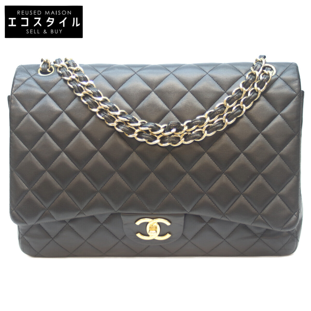 CHANEL シャネル 19番 A58601 黒 ﾗﾑ G金具 Wﾌﾗｯﾌﾟ ﾃﾞｶﾏﾄﾗｯｾﾏｷｼ34 ショルダーバッグ