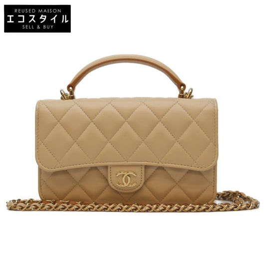CHANEL シャネル 22SS AP3226 ﾊﾞｲｶﾗｰﾍﾞｰｼﾞｭ ﾗﾑ G金具 ﾄｯﾌﾟﾊﾝﾄﾞﾙ ﾁｪｰﾝｸﾗｯﾁｼｮﾙﾀﾞｰ ショルダーバッグ