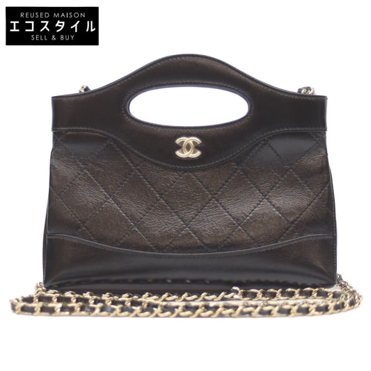 CHANEL シャネル 25AW AP3656 黒 ｼｬｲﾆｰﾗﾑ G金具 ｼｬﾈﾙ31ﾅﾉ ﾐﾆｼｮﾙﾀﾞｰｸﾗｯﾁ ショルダーバッグ