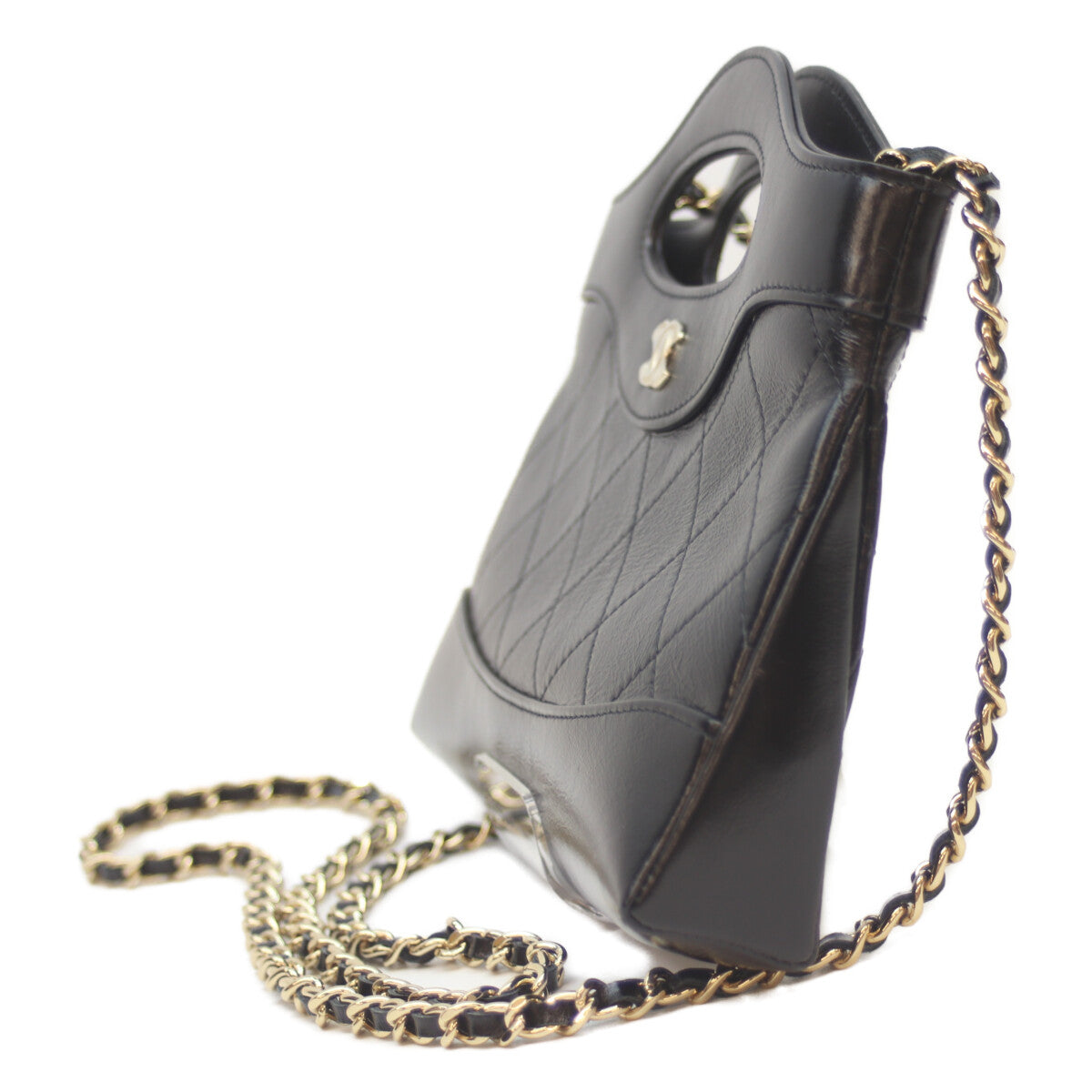 CHANEL シャネル 25AW AP3656 黒 ｼｬｲﾆｰﾗﾑ G金具 ｼｬﾈﾙ31ﾅﾉ ﾐﾆｼｮﾙﾀﾞｰｸﾗｯﾁ ショルダーバッグ