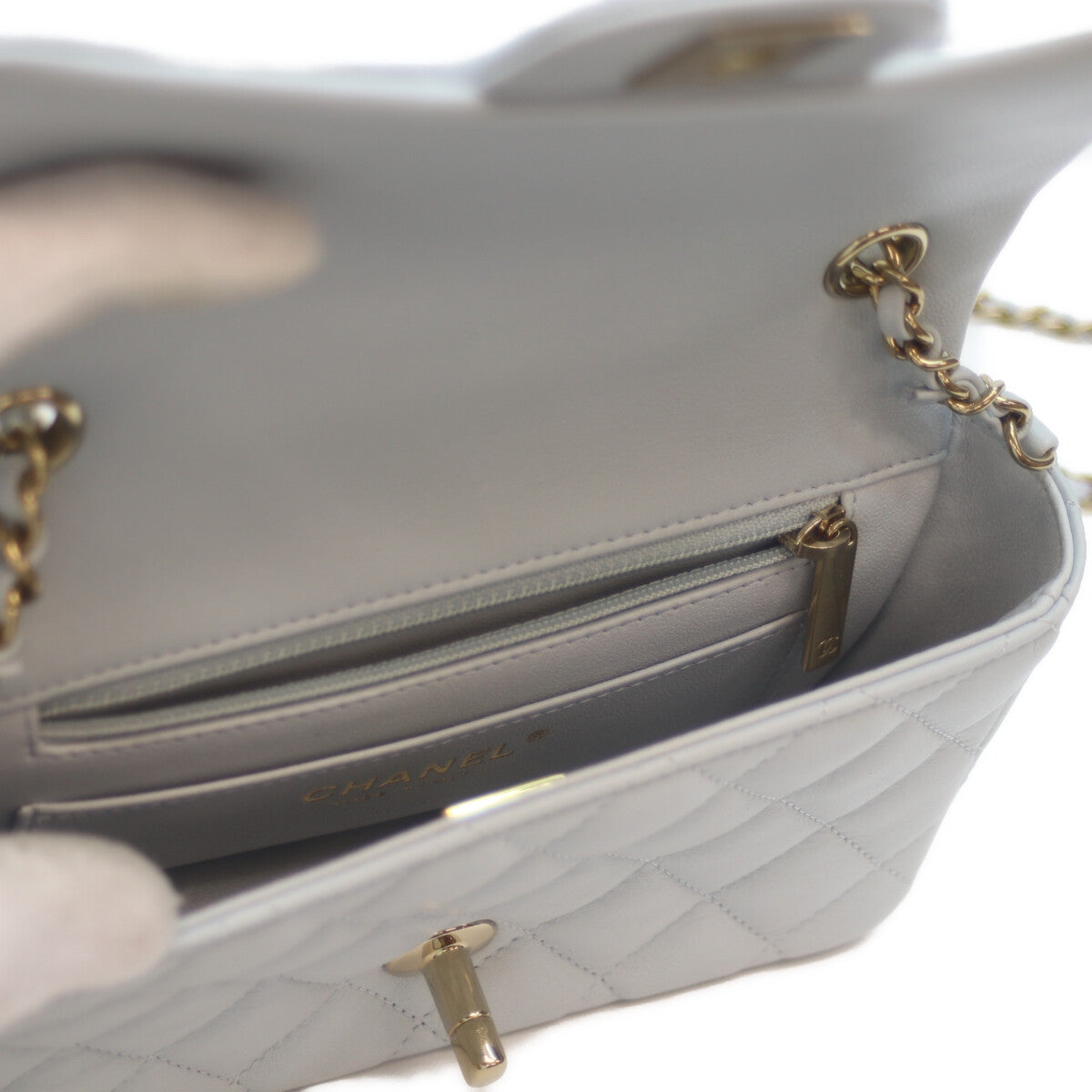 CHANEL シャネル 24AW AS5219 ﾗｲﾄﾌﾞﾙｰ ﾗﾑ ﾏﾄﾗｯｾ18 ﾐﾆﾌﾗｯﾌﾟﾁｪｰﾝｼｮﾙﾀﾞｰ ショルダーバッグ