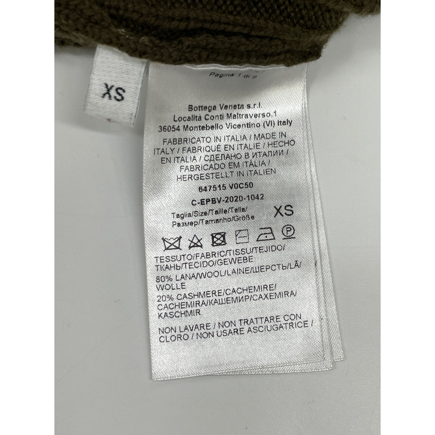 BOTTEGA VENETA ボッテガヴェネタ カーキ カシミアニット 長袖 トップス XS