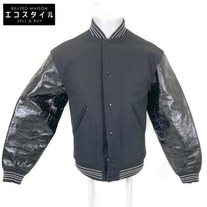 SAINT LAURENT PARIS サンローランパリ 【美品/国内正規】492602 ウールｘレザー スタジャン/バーシティ ジャケット 34
