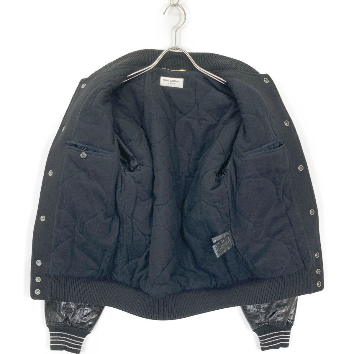 SAINT LAURENT PARIS サンローランパリ 【美品/国内正規】492602 ウールｘレザー スタジャン/バーシティ ジャケット 34
