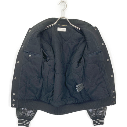 SAINT LAURENT PARIS サンローランパリ 【美品/国内正規】492602 ウールｘレザー スタジャン/バーシティ ジャケット 34