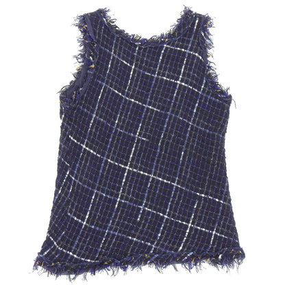CHANEL シャネル 美品 CHANEL シャネル ツイード ノースリーブトップス レディース ネイビー 34 P55936 V42198 トップス 34