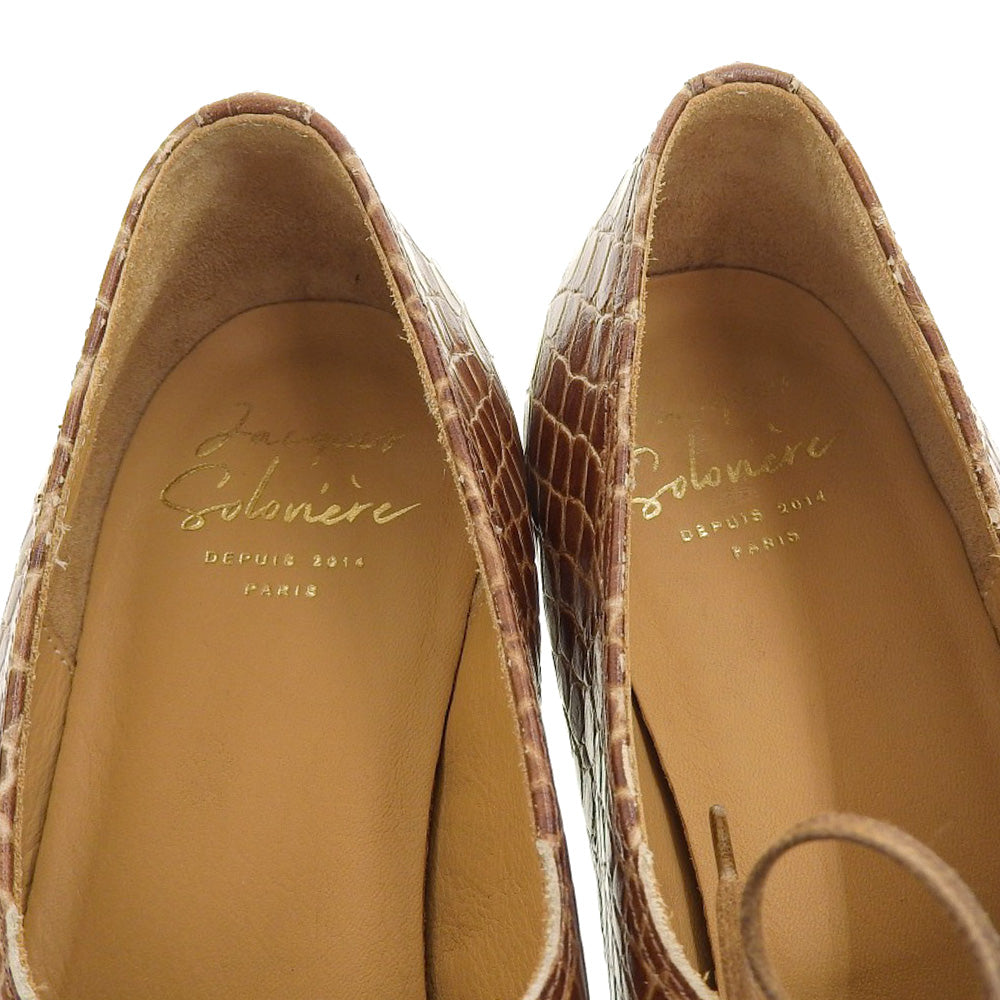 SOLOVIERE ソロヴィエール SOLOVIERE ソロヴィエール MATTHIEU 型押し レザー シューズ レディース ブラウン 39 シューズ 39