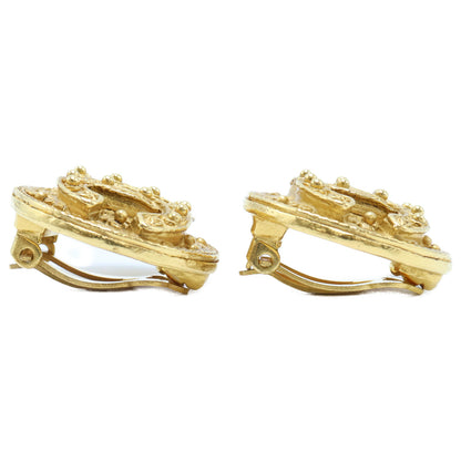 CHANEL シャネル 美品 94A ココマーク リーフ ラウンド イヤリング