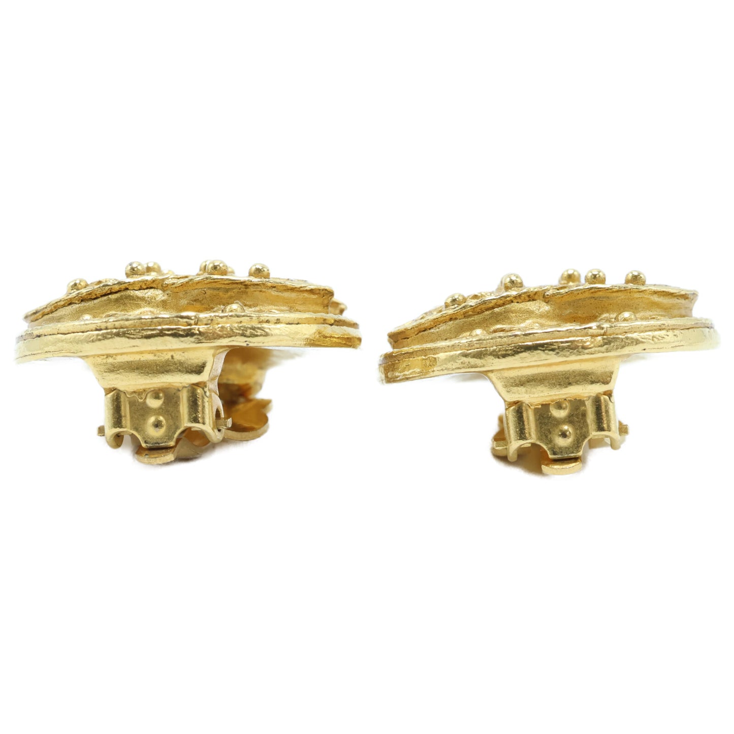 CHANEL シャネル 美品 94A ココマーク リーフ ラウンド イヤリング