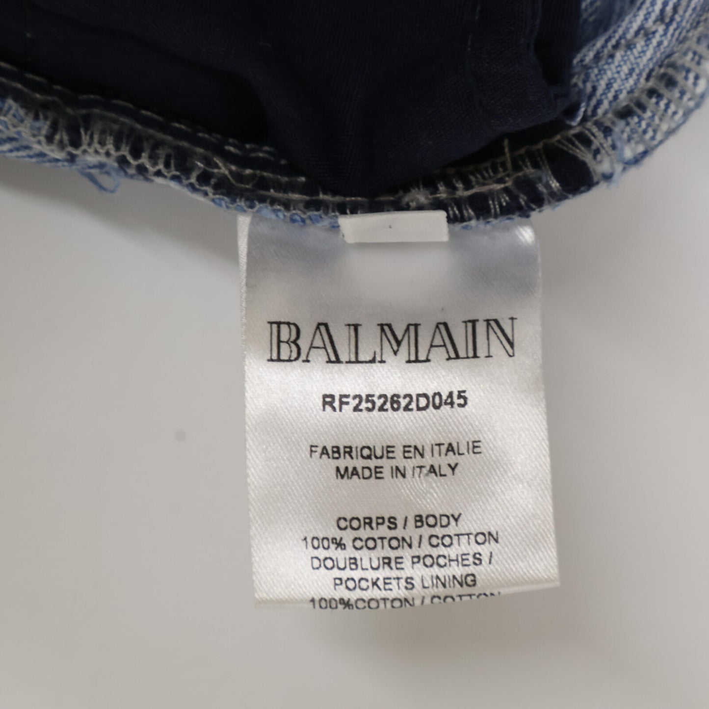 BALMAIN バルマン RF25262D045 インディゴ クラッシュ加工デニム ボトムス 34