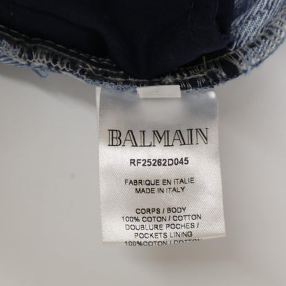 BALMAIN バルマン RF25262D045 インディゴ クラッシュ加工デニム ボトムス 34