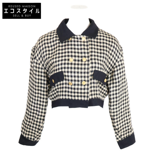 CHANEL シャネル ハウンドトゥース ヴィンテージ ショート ダブル ジャケット 9