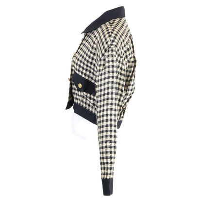 CHANEL シャネル ハウンドトゥース ヴィンテージ ショート ダブル ジャケット 9