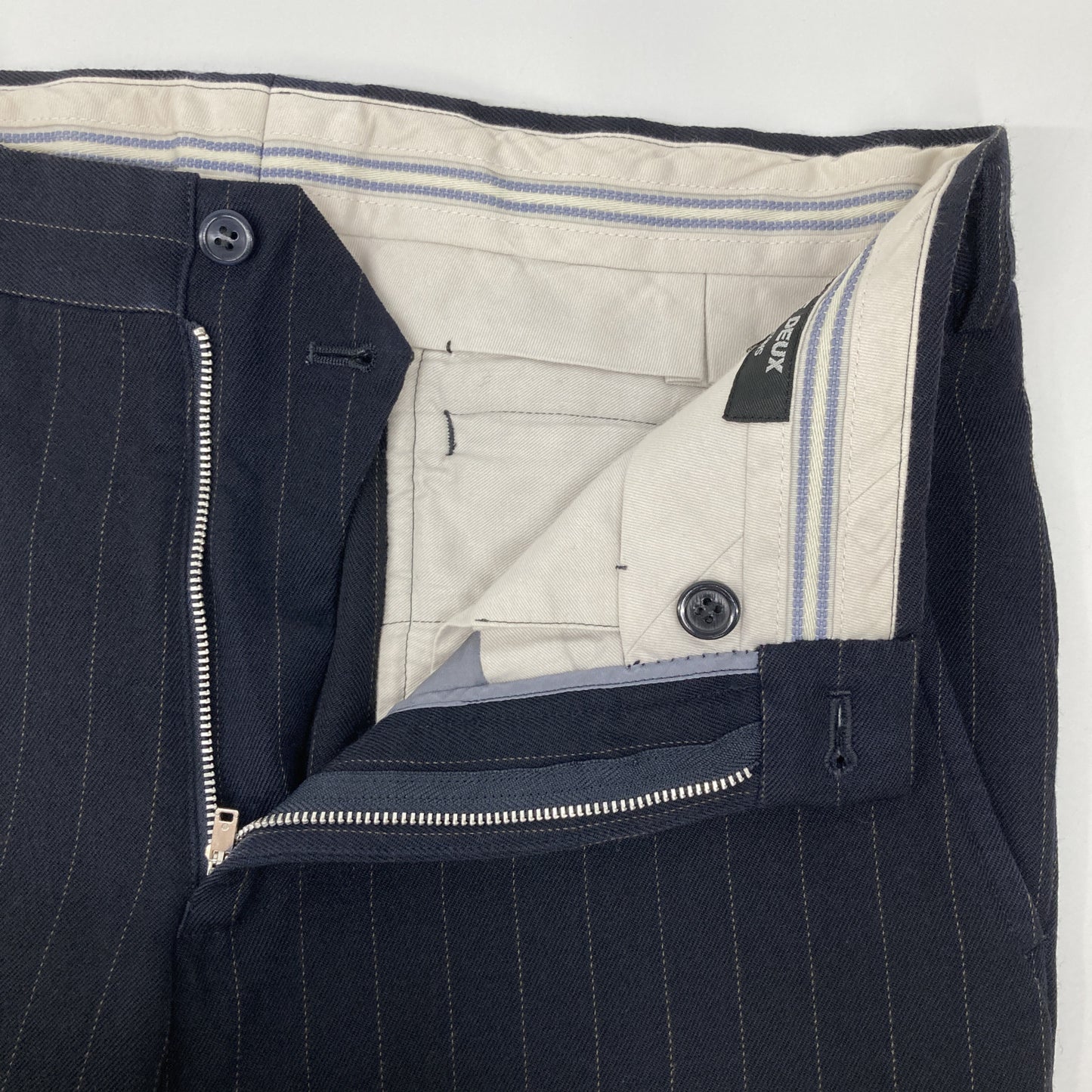 COMMEdesGARCONS HOMME DEUX コムデギャルソンオムドゥ DP-P035 ﾈｲﾋﾞｰ ｽﾄﾗｲﾌﾟ ｽﾗｯｸｽ ボトムス XS