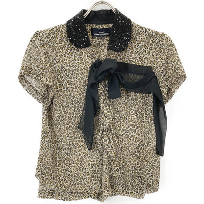 tricotCOMMEdesGARCONS トリココムデギャルソン TI-B031 ﾚｵﾊﾟｰﾄﾞ ﾌﾘﾙﾌﾞﾗｳｽ トップス S