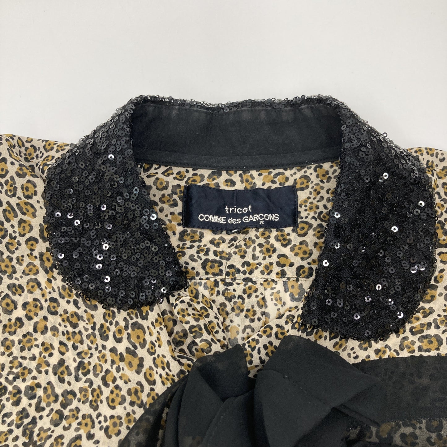 tricotCOMMEdesGARCONS トリココムデギャルソン TI-B031 ﾚｵﾊﾟｰﾄﾞ ﾌﾘﾙﾌﾞﾗｳｽ トップス S