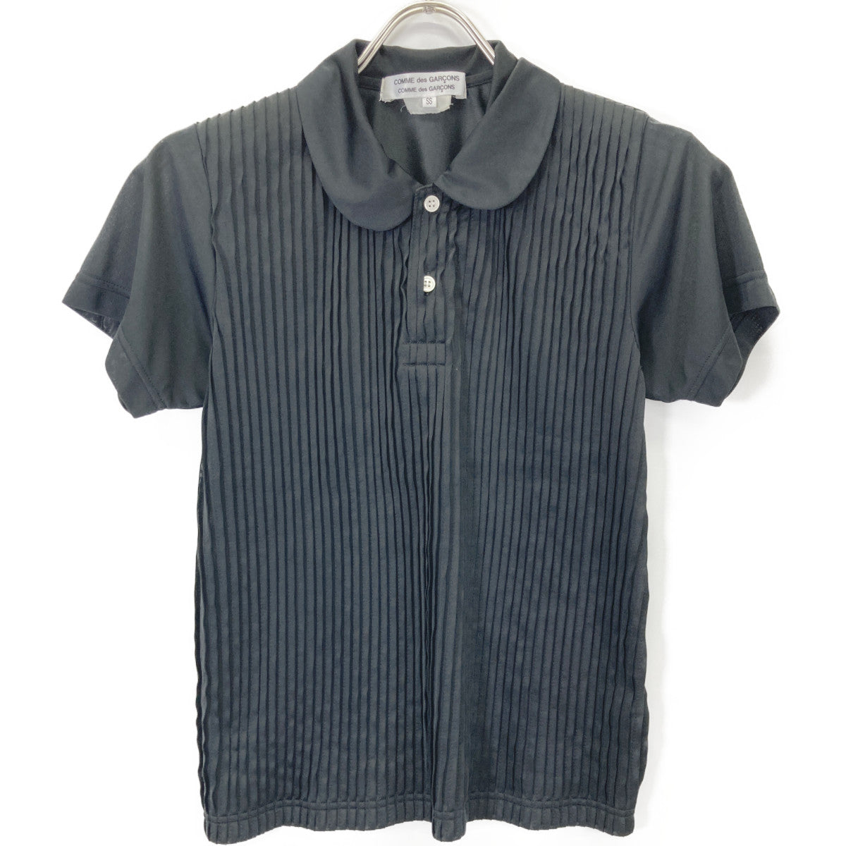 COMMEdesGARCONS コムデギャルソン 丸襟 ﾌﾟﾘｰﾂｼｬﾂ ﾌﾞﾗｯｸ トップス S
