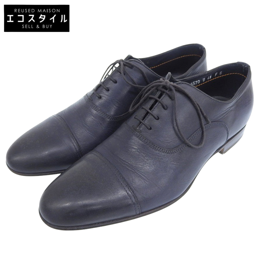 SANTONI サントーニ 美品 レザー ストレートチップ シューズ メンズ ネイビー 6 15570 シューズ 6