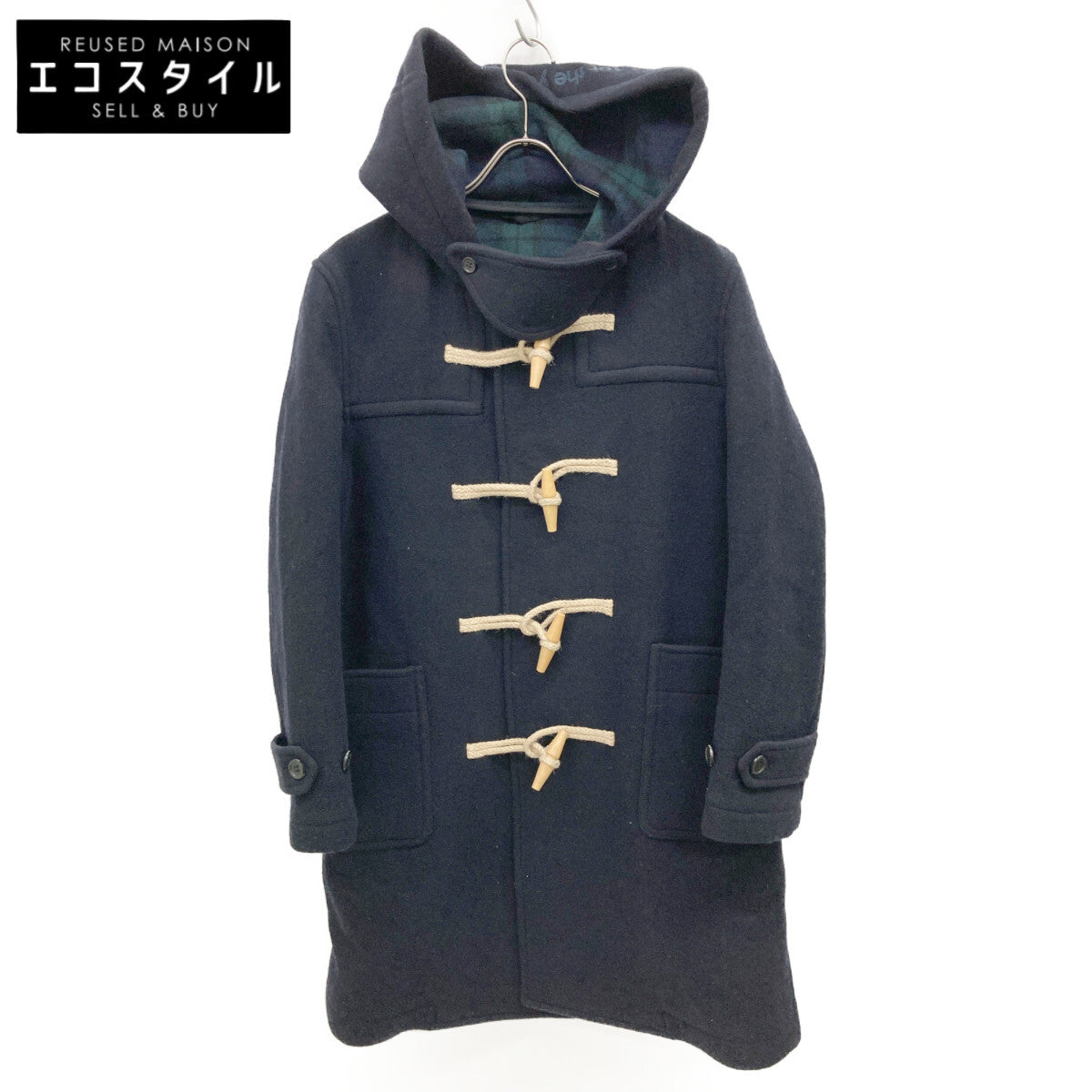 VAN JACKET ヴァンジャケット ﾈｲﾋﾞｰ KW-81504 ｳｰﾙ混 ﾌｰﾄﾞﾛｺﾞ ﾀﾞｯﾌﾙｺｰﾄ コート M