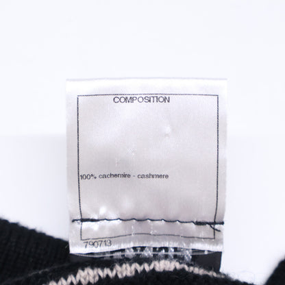 CHANEL シャネル 【美品】P37442K02435 ボーダー カシミヤ100％ 半袖 ニット トップス 38