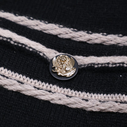 CHANEL シャネル 【美品】P37442K02435 ボーダー カシミヤ100％ 半袖 ニット トップス 38