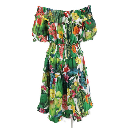 DOLCE&GABBANA ドルチェアンドガッバーナ 【美品/国内正規】EXCLUSIVE I625RW HS5IY ボタニカルプリント オフショルダー ワンピース 50