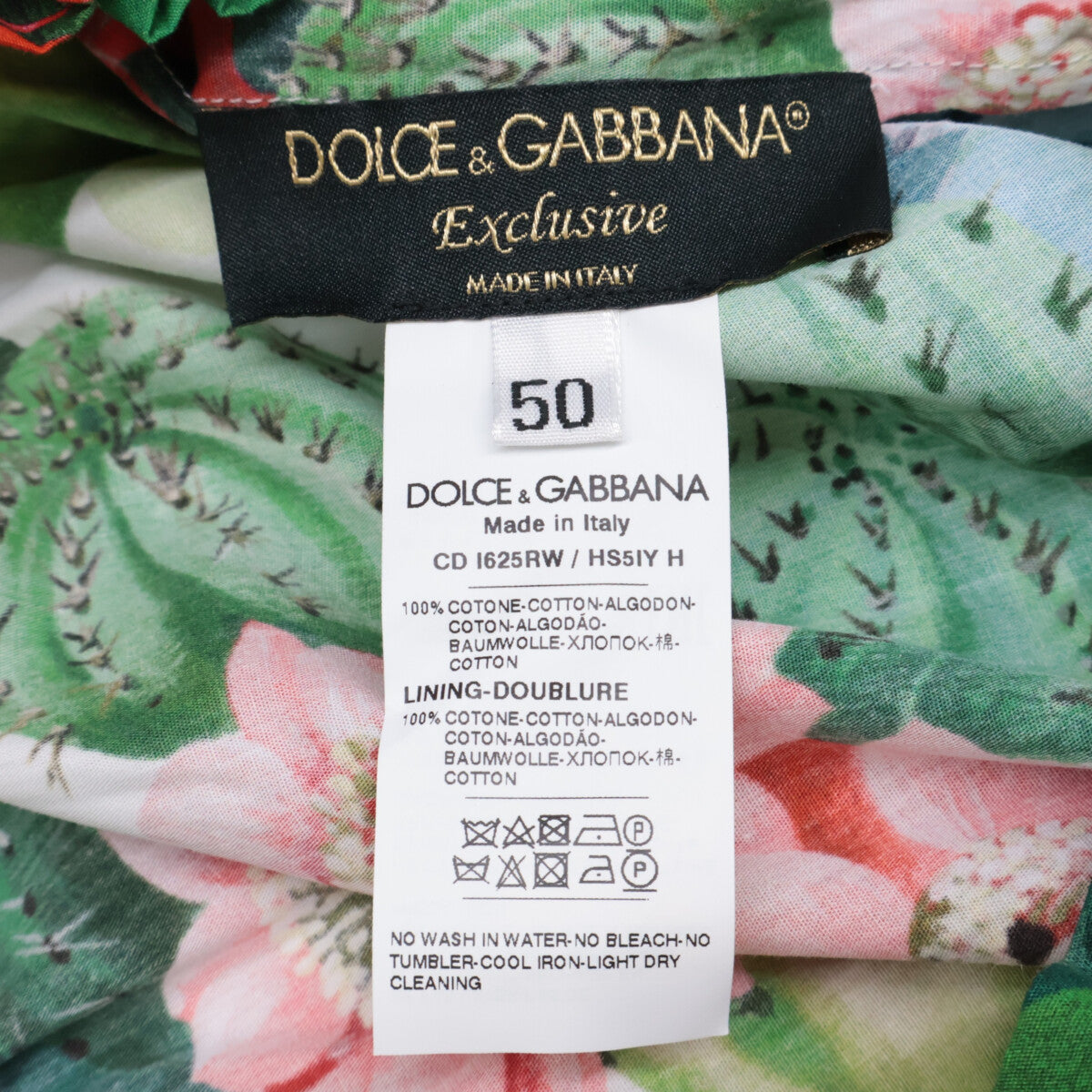 DOLCE&GABBANA ドルチェアンドガッバーナ 【美品/国内正規】EXCLUSIVE I625RW HS5IY ボタニカルプリント オフショルダー ワンピース 50