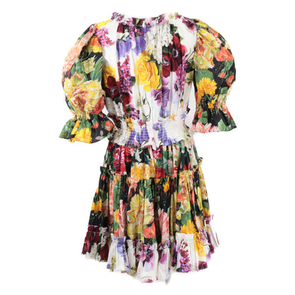 DOLCE&GABBANA ドルチェアンドガッバーナ 【新品/国内正規】F6C7ST GDL87 フラワープリント パフスリーブ ワンピース 48