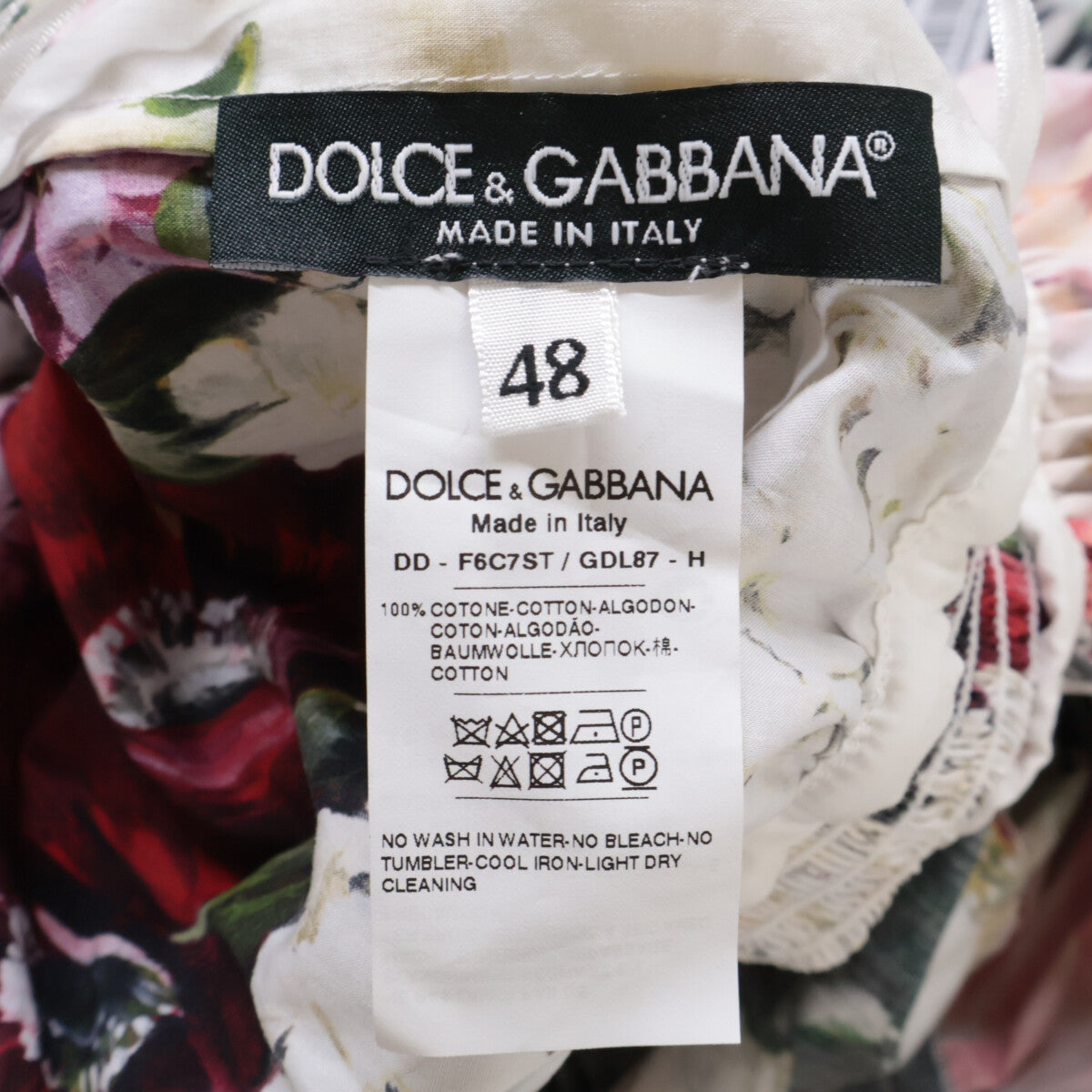 DOLCE&GABBANA ドルチェアンドガッバーナ 【新品/国内正規】F6C7ST GDL87 フラワープリント パフスリーブ ワンピース 48